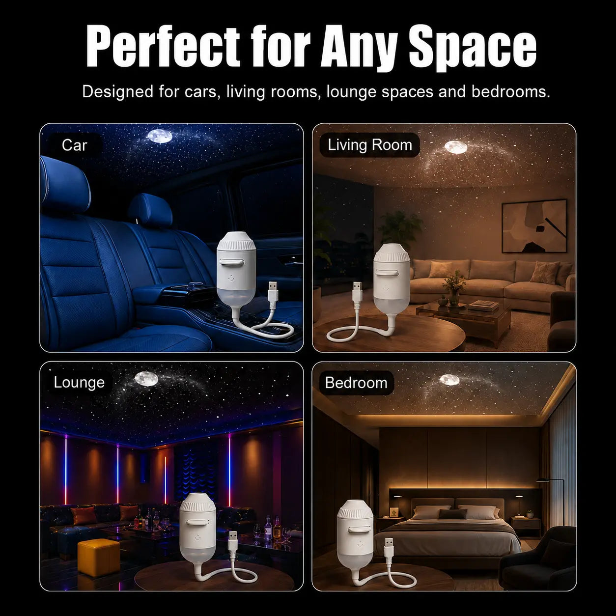 Astraliora projector suited for different spaces